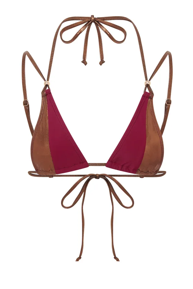Tops Women Jaded London Shop Luna Metallic Triangle Bikini Top