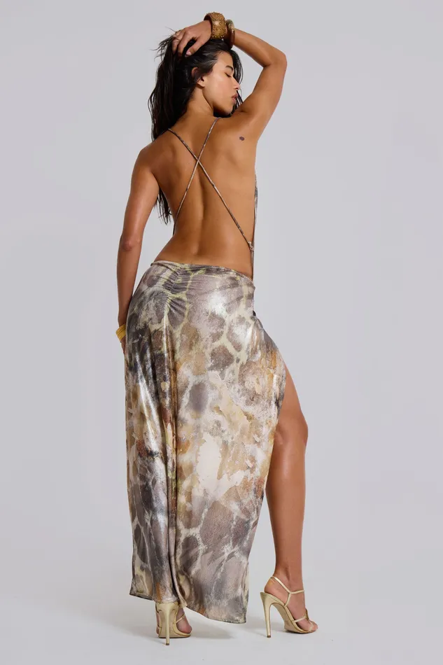 Tops Women Shop Sedona Metallic Leopard Maxi Dress Jaded London