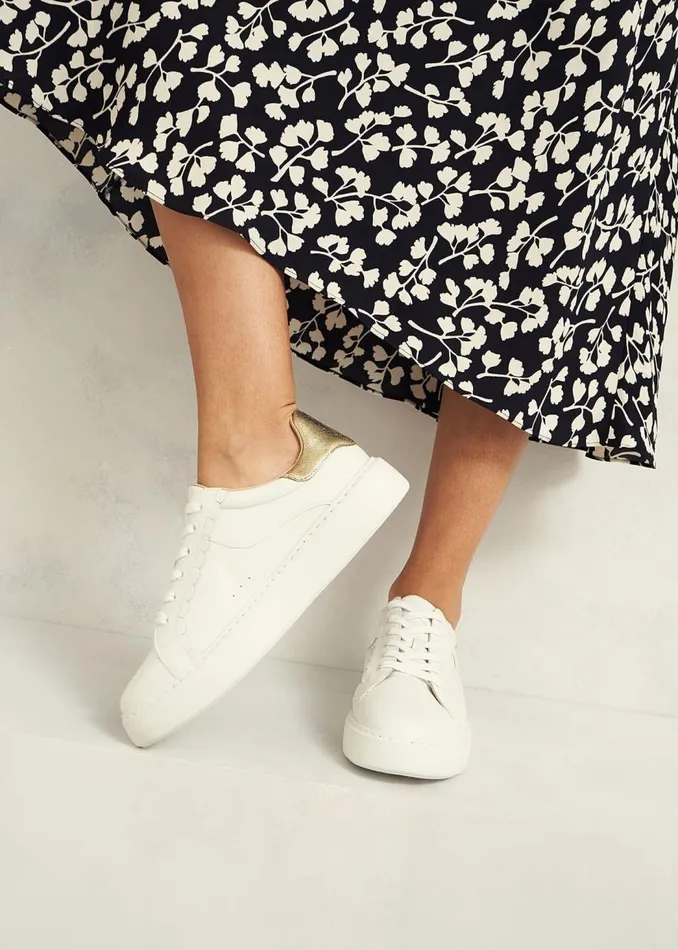 Trainers Women HOBBS Dannie Leather Trainers White