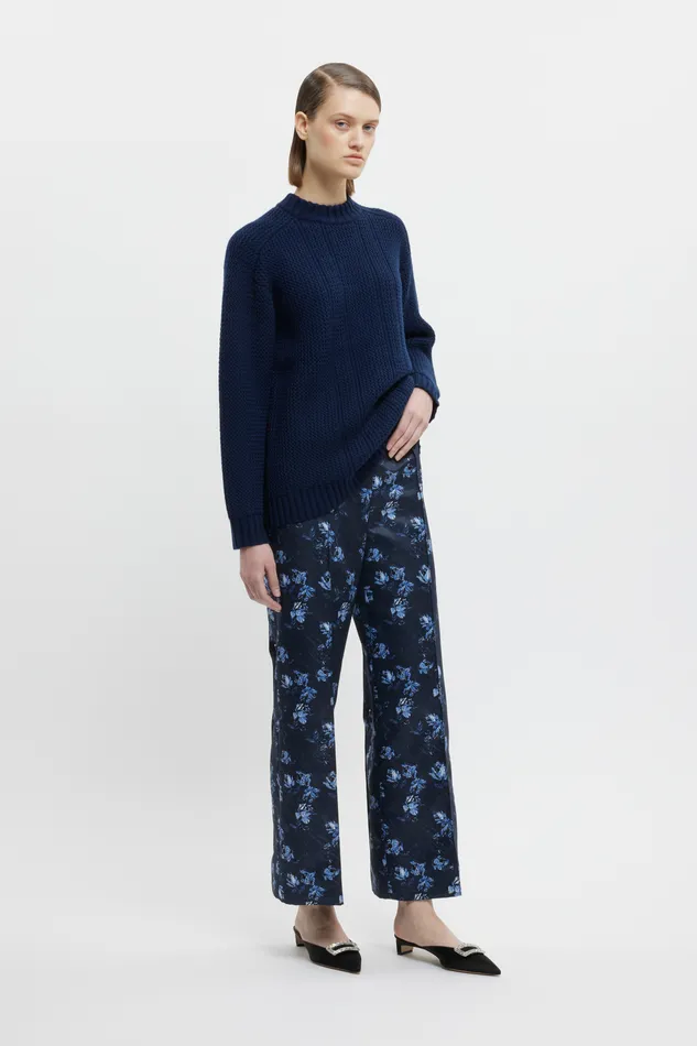 Trousers Emilia Wickstead Women Daffy Trousers In Ditsy Rose On Navy Taffeta Faille Trousers Emilia Wickstead Women Daffy Trousers In Ditsy Rose On Navy Taffeta Faille