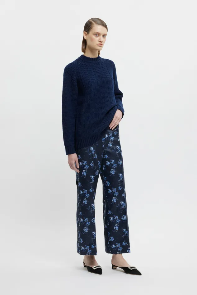 Trousers Emilia Wickstead Women Daffy Trousers In Ditsy Rose On Navy Taffeta Faille Trousers Emilia Wickstead Women Daffy Trousers In Ditsy Rose On Navy Taffeta Faille
