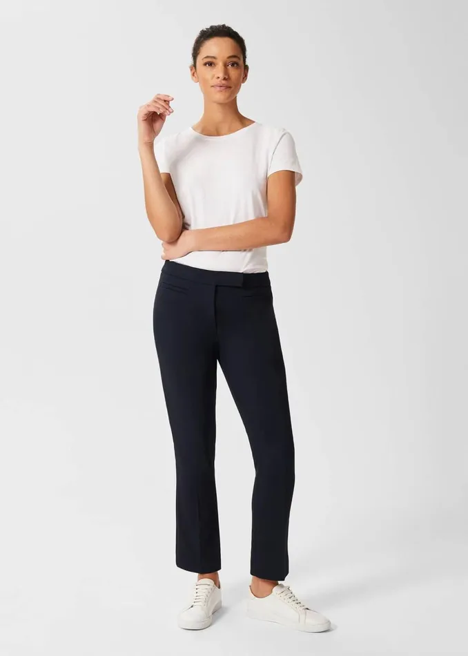 Trousers Women HOBBS Annie Slim Trousers With Stretch Navy