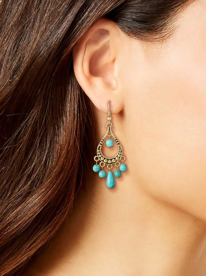 Turquoise Collection Accessories Jessica Simpson Turquoise Bead Chandelier Earrings