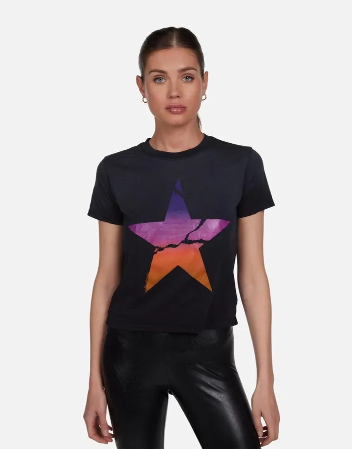 Ursula Ombre Cracked Star Jet Black Ombre Women039s Lauren Moshi Short Sleeve