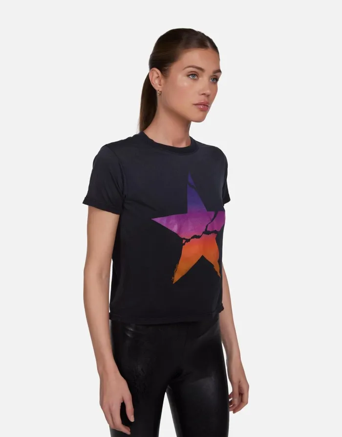 Ursula Ombre Cracked Star Jet Black Ombre Women039s Lauren Moshi Short Sleeve