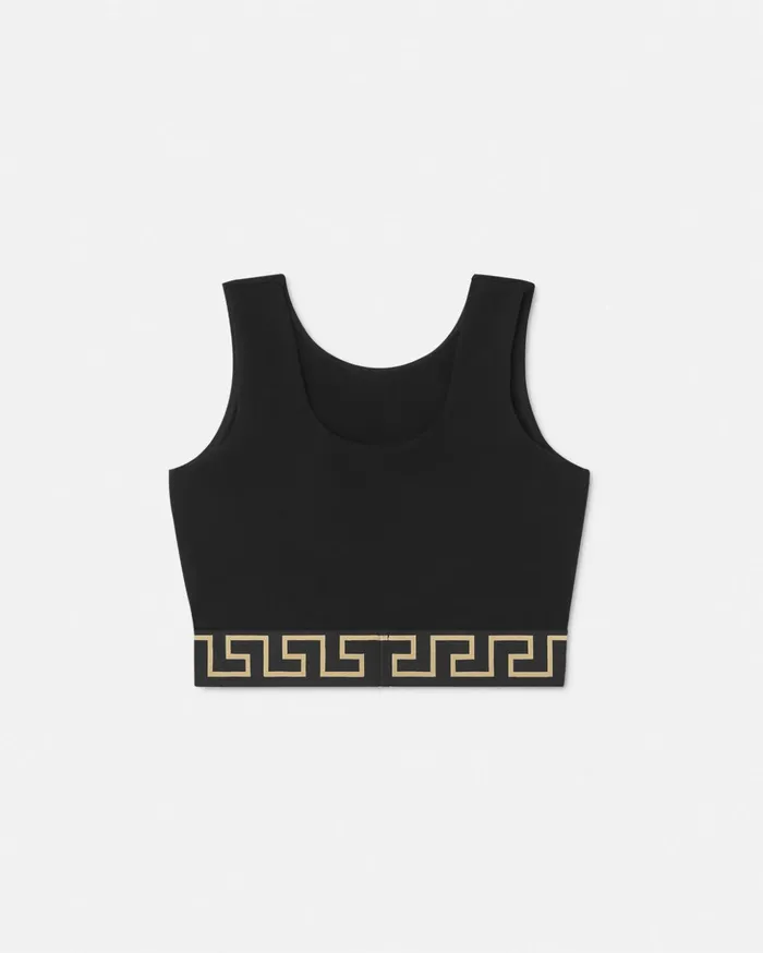 Versace Activewear Women Greca Border Gym Sports Bra Black