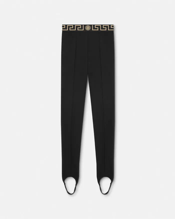 Versace Activewear Women Greca Border Gym Stirrup Leggings Black