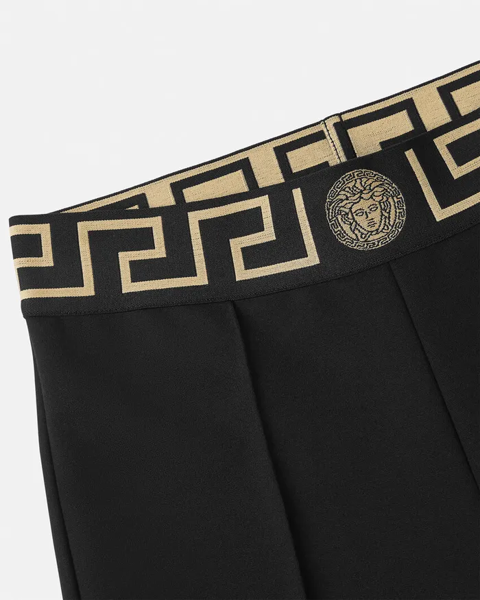 Versace Activewear Women Greca Border Gym Stirrup Leggings Black