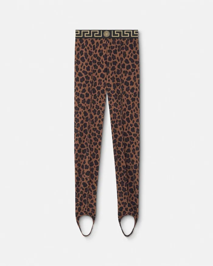 Versace Activewear Women Leopard Gym Stirrup Leggings Animalier