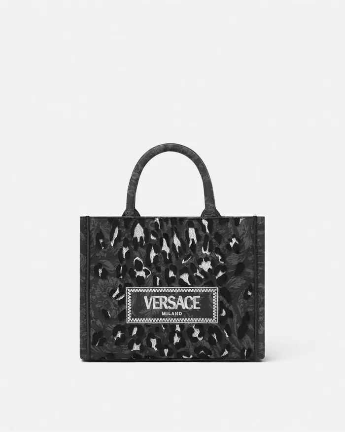 Versace Athena Women Leopard Athena Small Tote Bag Blackprint