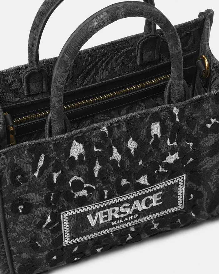 Versace Athena Women Leopard Athena Small Tote Bag Blackprint