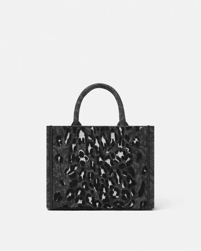 Versace Athena Women Leopard Athena Small Tote Bag Blackprint