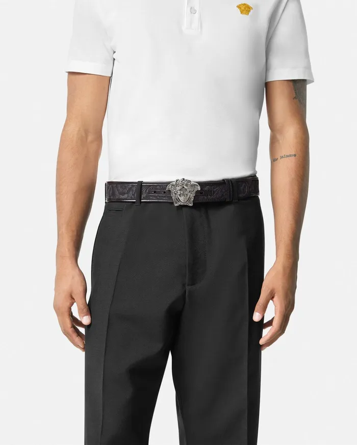 Versace Belts Men Barocco La Medusa Belt 4 Cm Blackprint