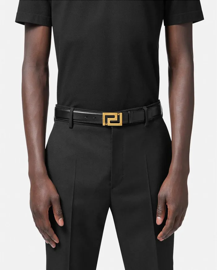 Versace Belts Men Greca Leather Belt 3 Cm Blackgold