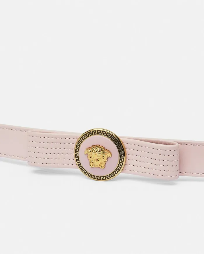 Versace Belts Women Gianni Ribbon Leather Belt 08034 2 Cm Light Pink