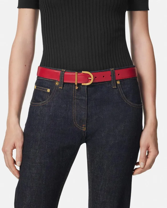 Versace Belts Women Medusa 03995 Leather Belt 3 Cm Red