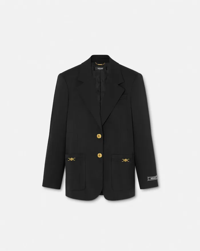 Versace Blazer and Jackets Women SingleBreasted Oversized Blazer Black