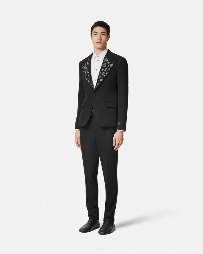 Versace Blazers and Suits Men Embellished Light Wool Blazer Black