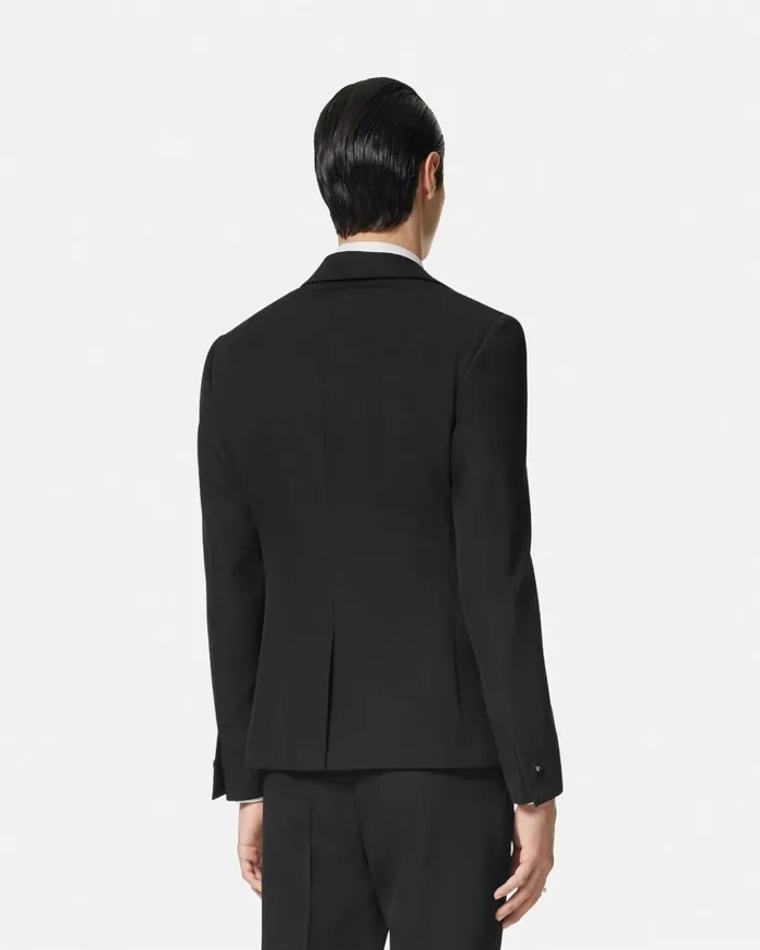 Versace Blazers and Suits Men Embellished Light Wool Blazer Black