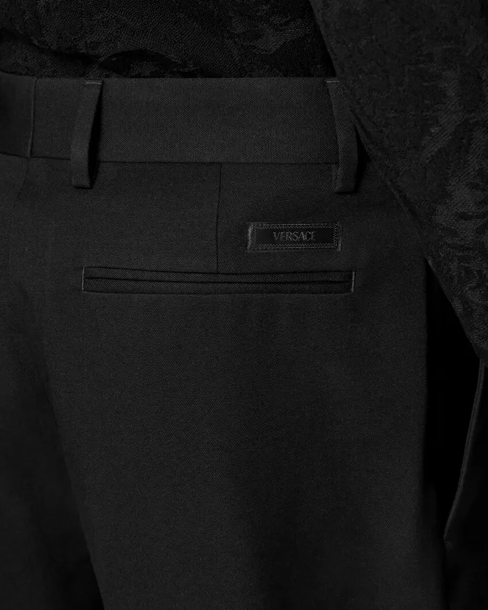 Versace Blazers and Suits Men Wool Twill Formal Pants Black