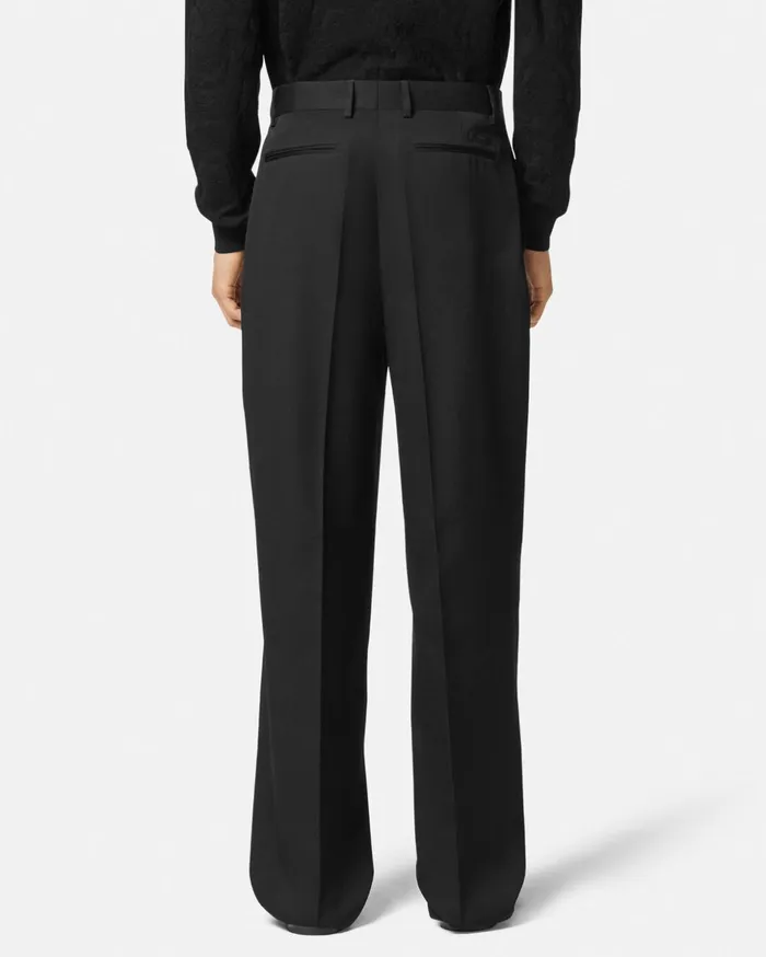 Versace Blazers and Suits Men Wool Twill Formal Pants Black