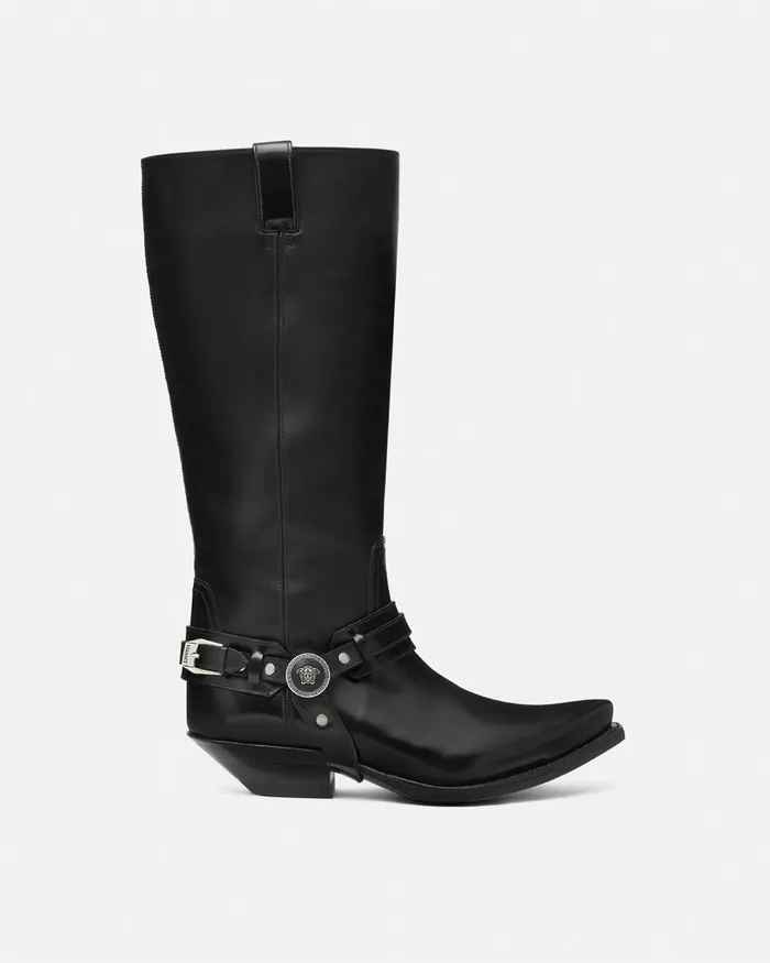 Versace Boots Women Texano KneeHigh Boots 40 Mm Black