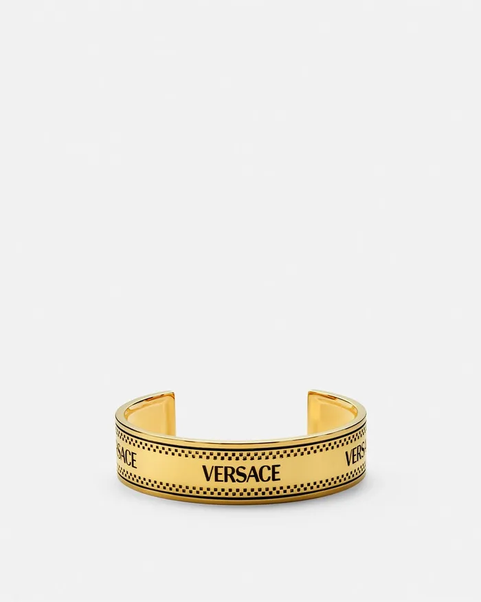 Versace Bracelets WomenMen 90s Vintage Logo Cuff Bracelet Blackgold