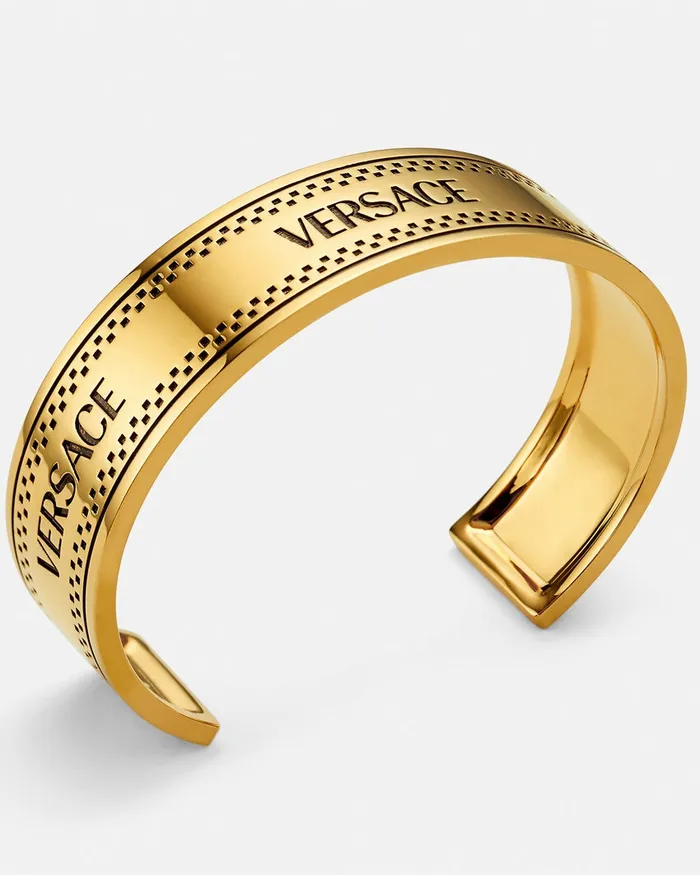 Versace Bracelets WomenMen 90s Vintage Logo Cuff Bracelet Blackgold