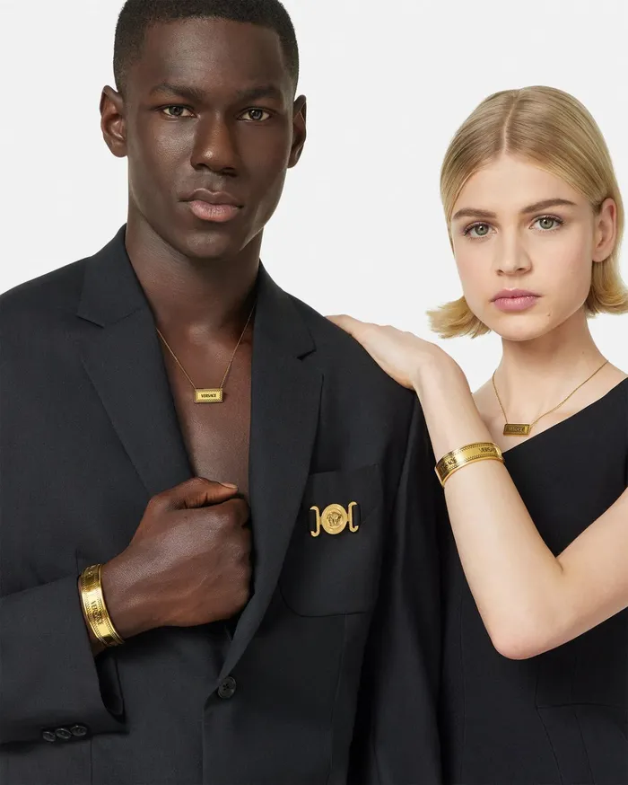 Versace Bracelets WomenMen 90s Vintage Logo Cuff Bracelet Blackgold