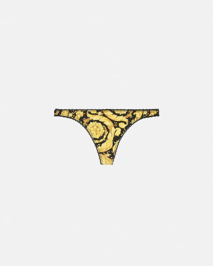 Versace Bras and Briefs Women Barocco Thong Blackprint