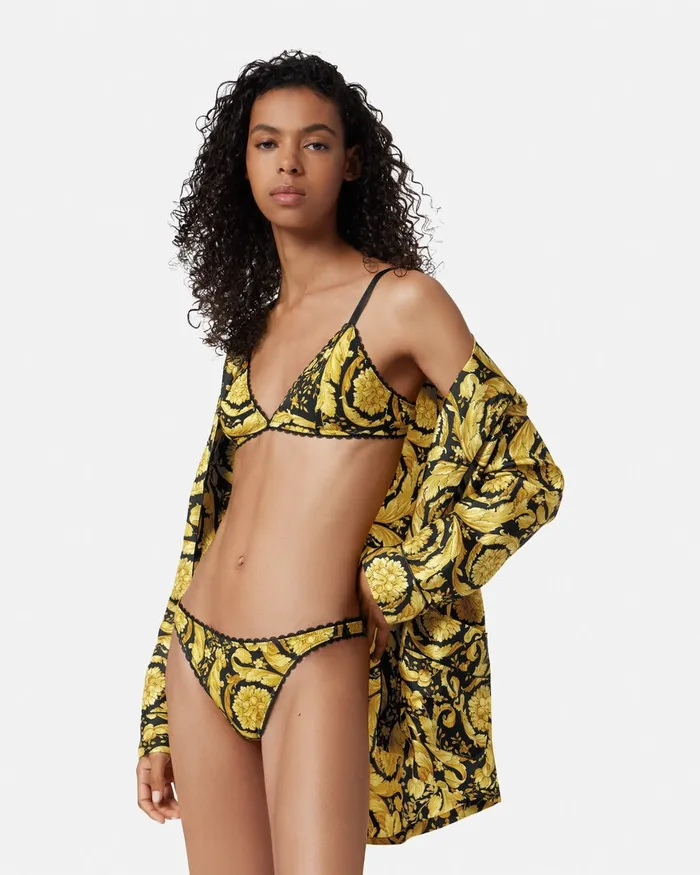 Versace Bras and Briefs Women Barocco Thong Blackprint