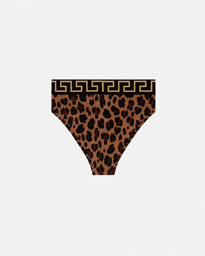 Versace Bras and Briefs Women Leopard Greca Briefs Animalier