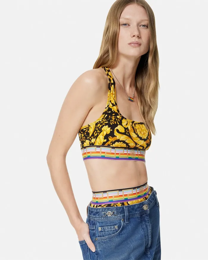 Versace Bras and Briefs Women Pride Barocco Scoop Bralette Blackprint