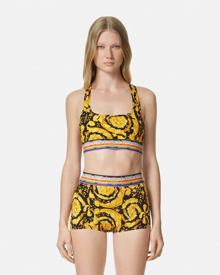 Versace Bras and Briefs Women Pride Barocco Scoop Bralette Blackprint