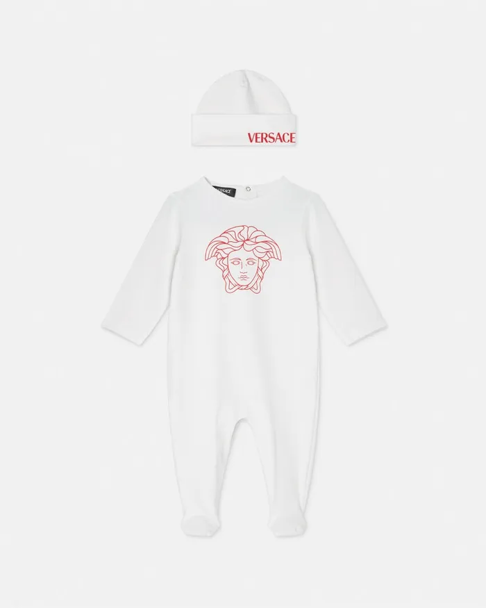 Versace Clothing Kids Medusa Baby Sleepsuit Set Redwhite