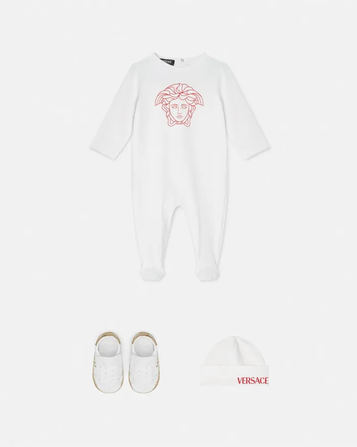 Versace Clothing Kids Medusa Baby Sleepsuit Set Redwhite