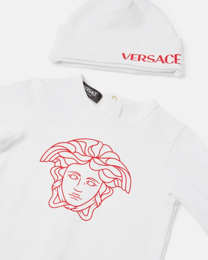 Versace Clothing Kids Medusa Baby Sleepsuit Set Redwhite