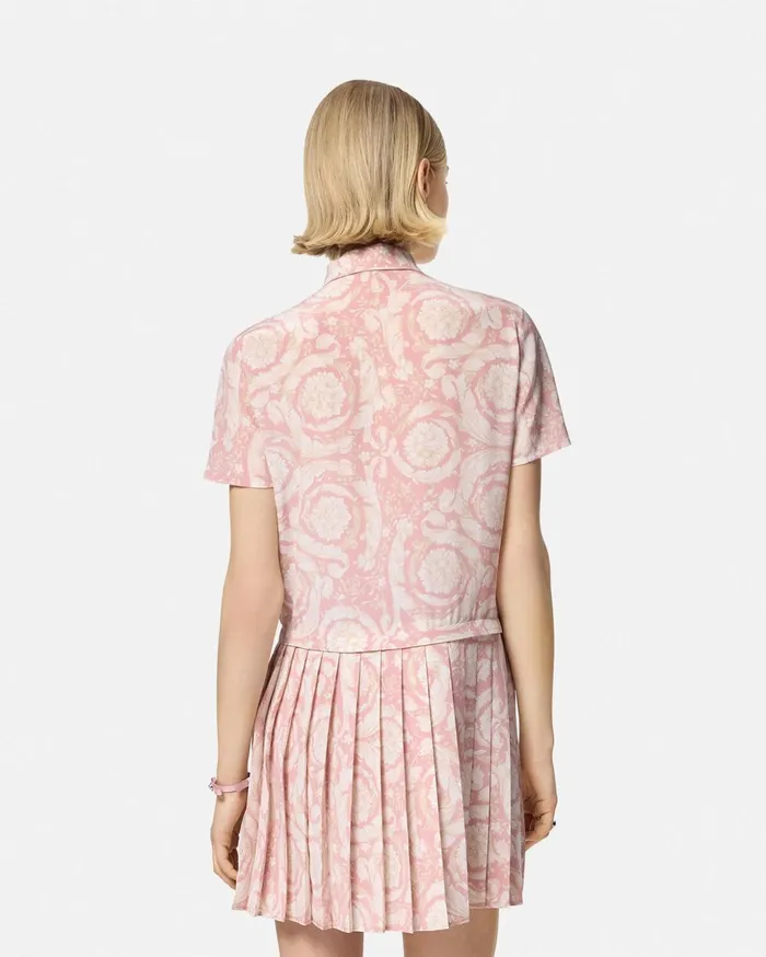 Versace Dresses Women Barocco Lavallire Silk Crpe Mini Dress White