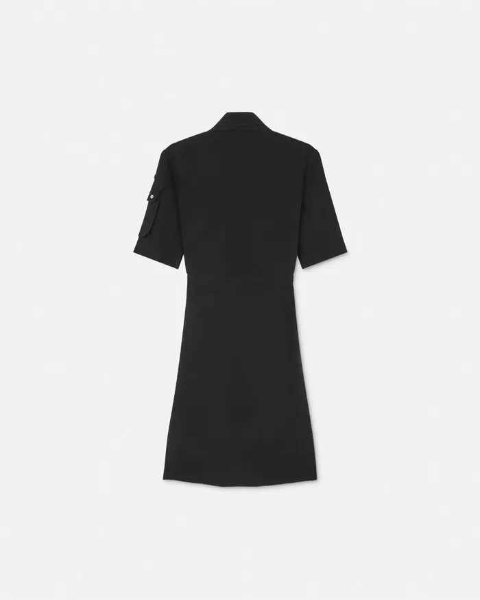 Versace Dresses Women Cargo Lavallire Silk Mini Shirt Dress Black