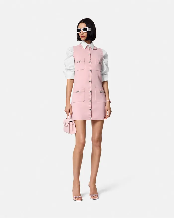 Versace Dresses Women CashmereBlend Shift Knit Mini Dress Light Pink