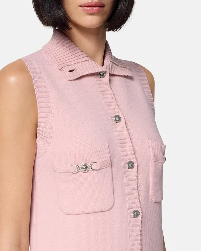 Versace Dresses Women CashmereBlend Shift Knit Mini Dress Light Pink