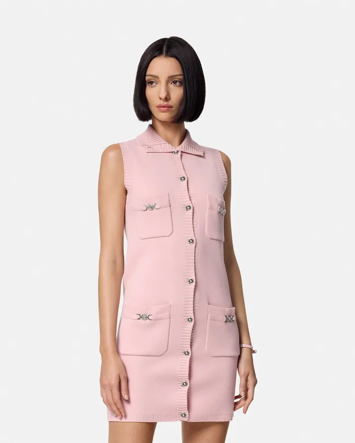 Versace Dresses Women CashmereBlend Shift Knit Mini Dress Light Pink