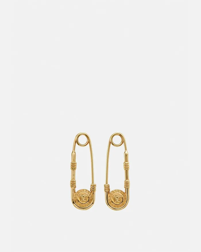 Versace Earrings Men Safety Pin Earrings Light Gold
