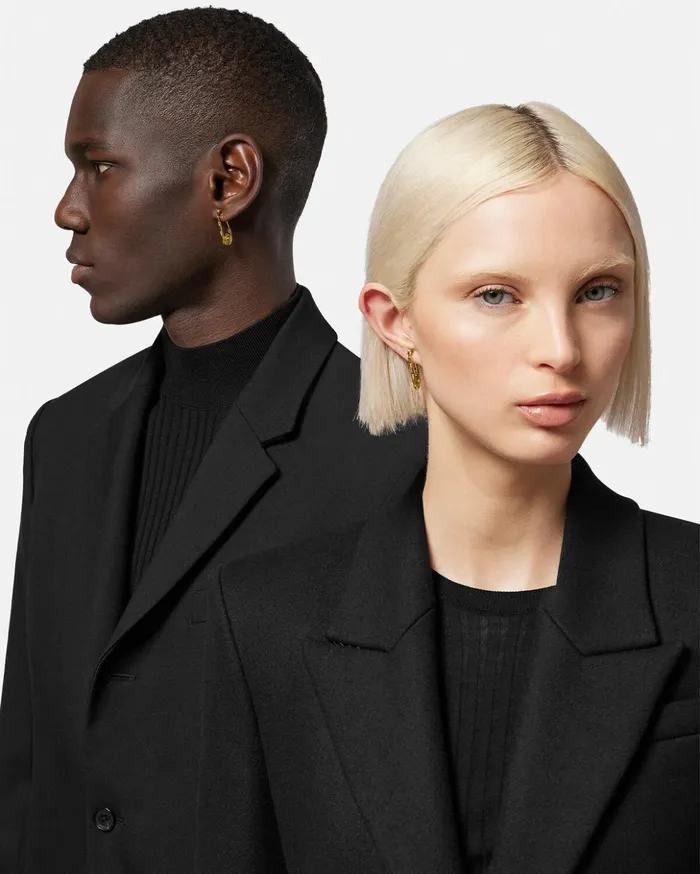 Versace Earrings Men Safety Pin Earrings Light Gold