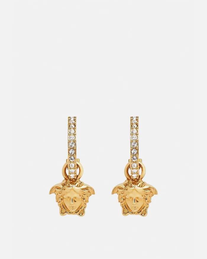 Versace Earrings WomenMen Crystal La Medusa Hoop Earrings Gold
