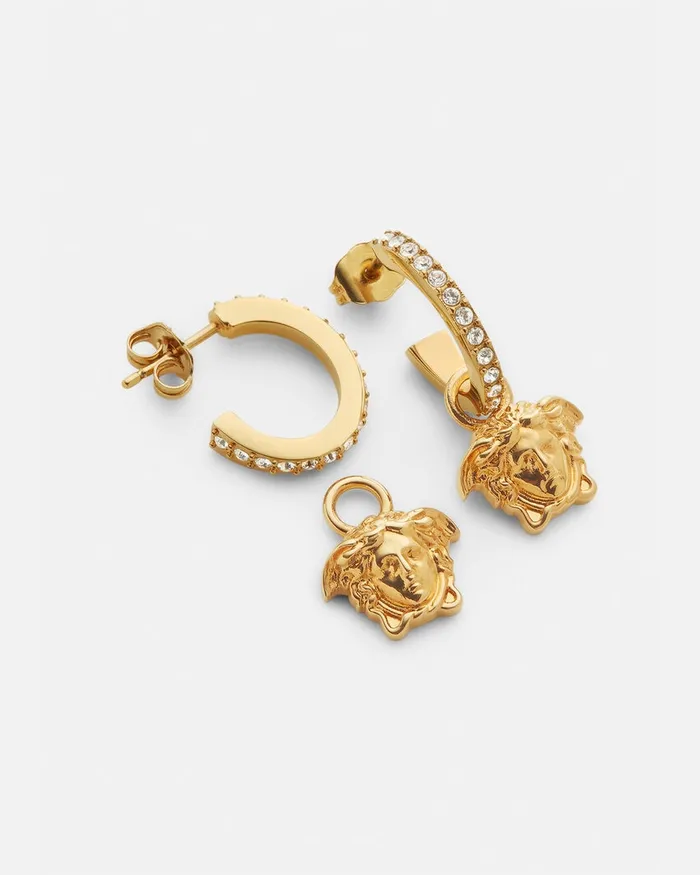 Versace Earrings WomenMen Crystal La Medusa Hoop Earrings Gold