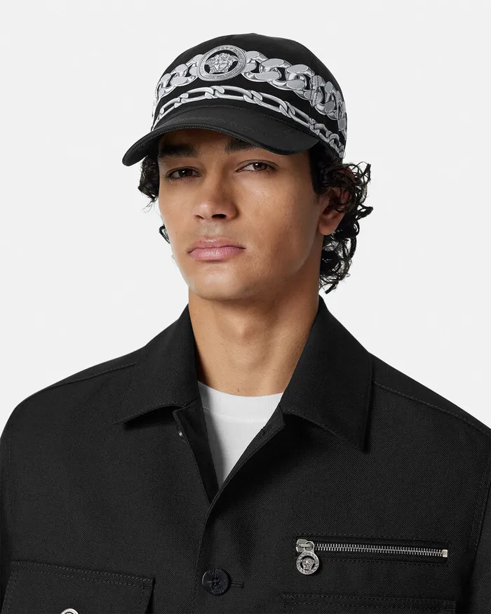 Versace Hats and Caps Men Medusa Chains Baseball Cap Print