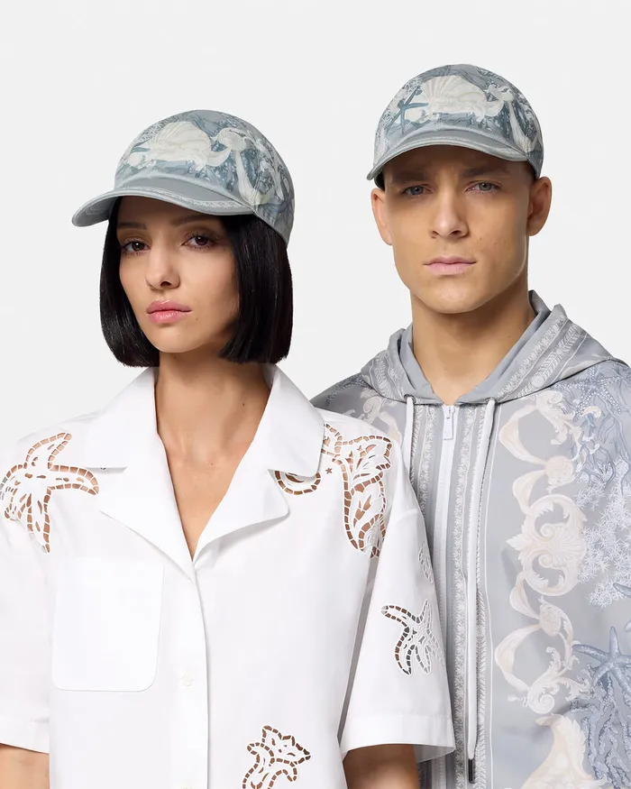 Versace Hats and Caps MenWomen Barocco Sea Baseball Cap Blueprint