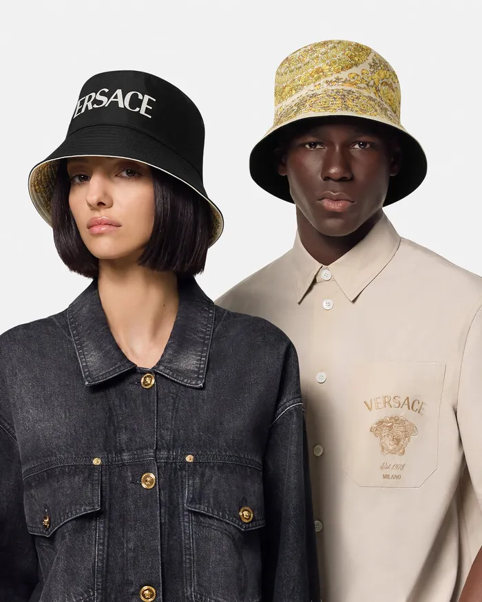 Versace Hats and Caps WomenMen Barocco Reversible Bucket Hat Yellowprint