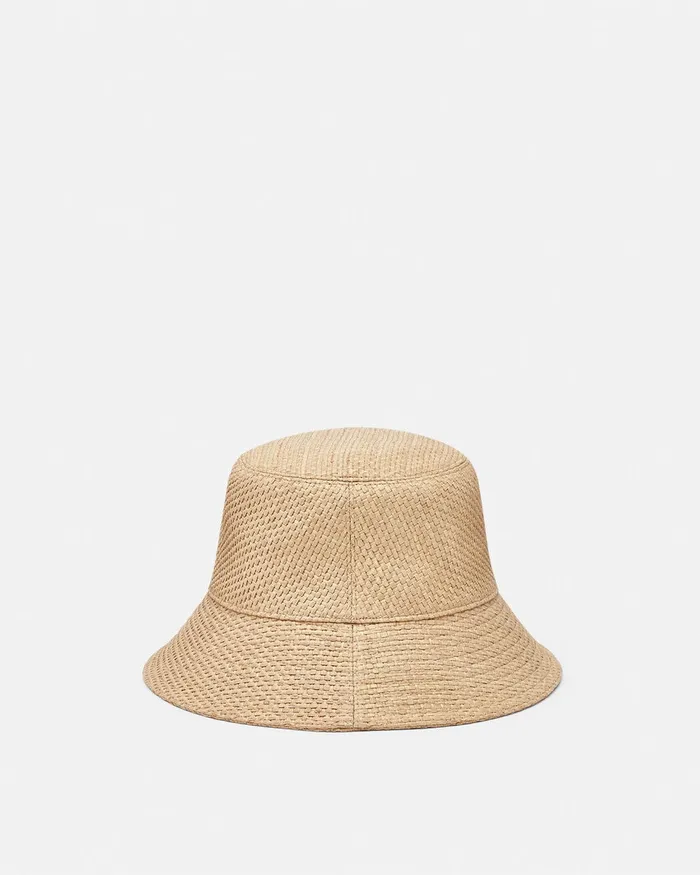 Versace Hats and Caps WomenMen Logo Raffia Bucket Hat Beige